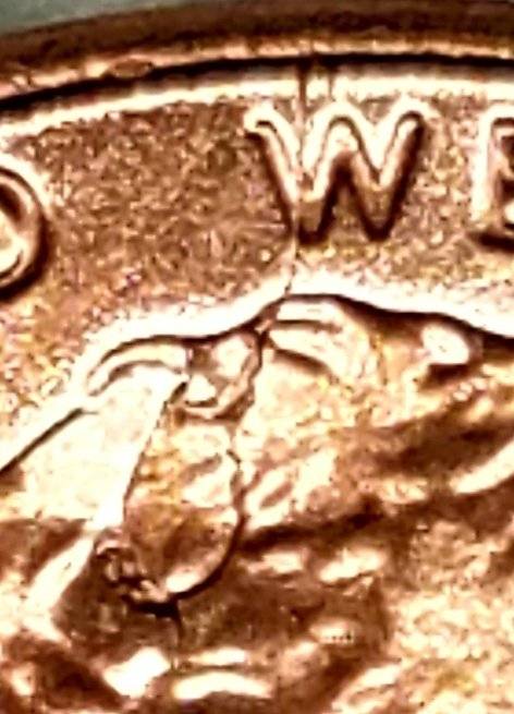 2018-P-Lincoln-Cent-Retained-Interior-Die-Break-Near-Top-Of-Head?